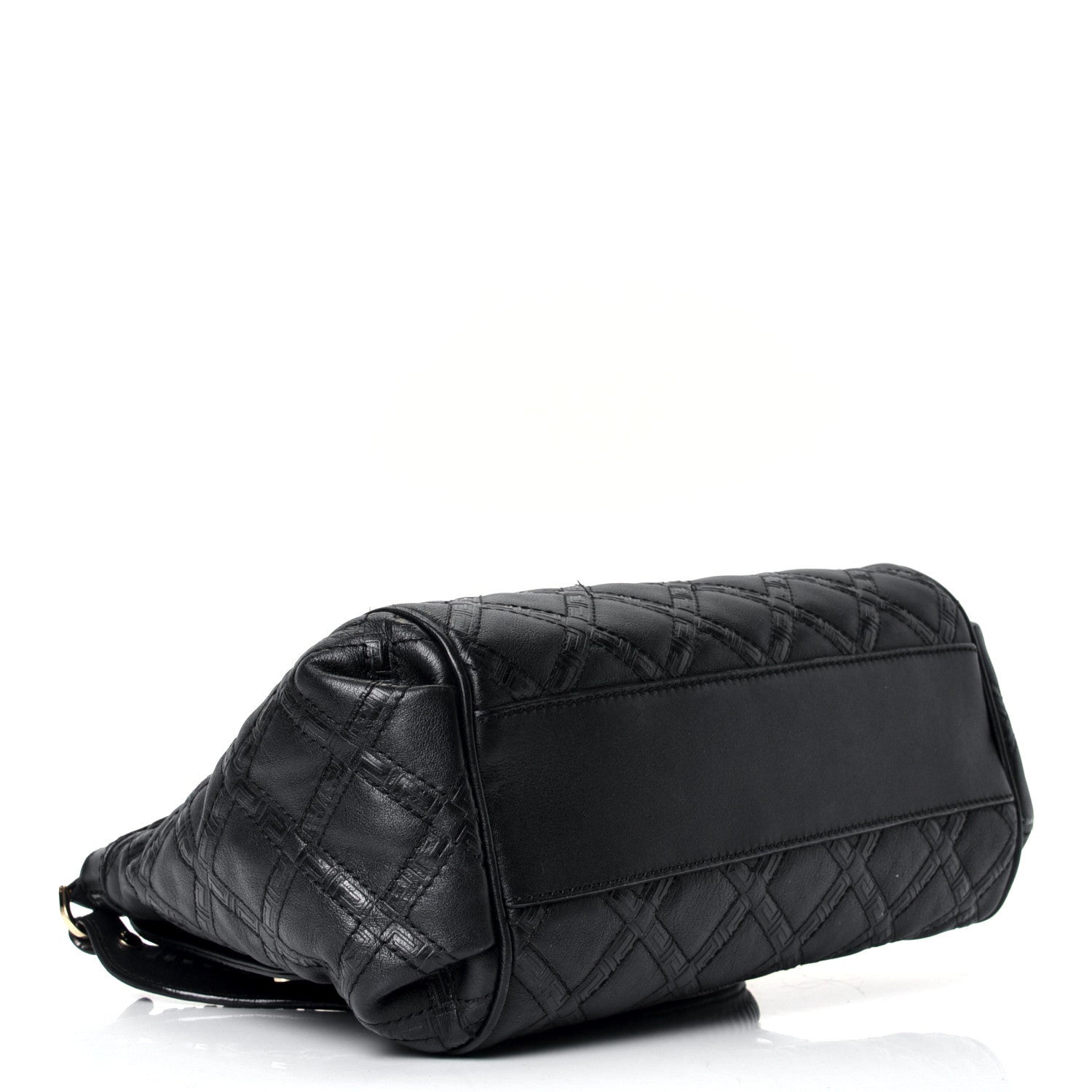 Versace Calfskin Greca Argyle Embossed Medusa Shoulder Bag Black 4 of 9