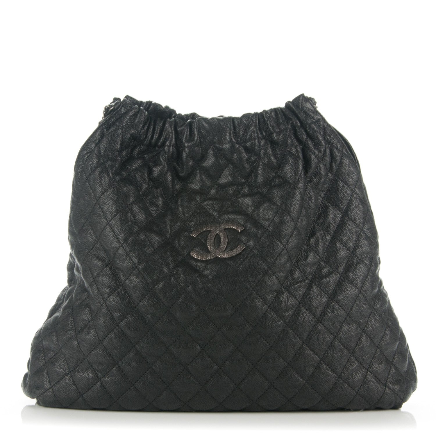 Chanel Distressed Glazed Caviar Quilted Large Elastic Tote Black 1 of 7