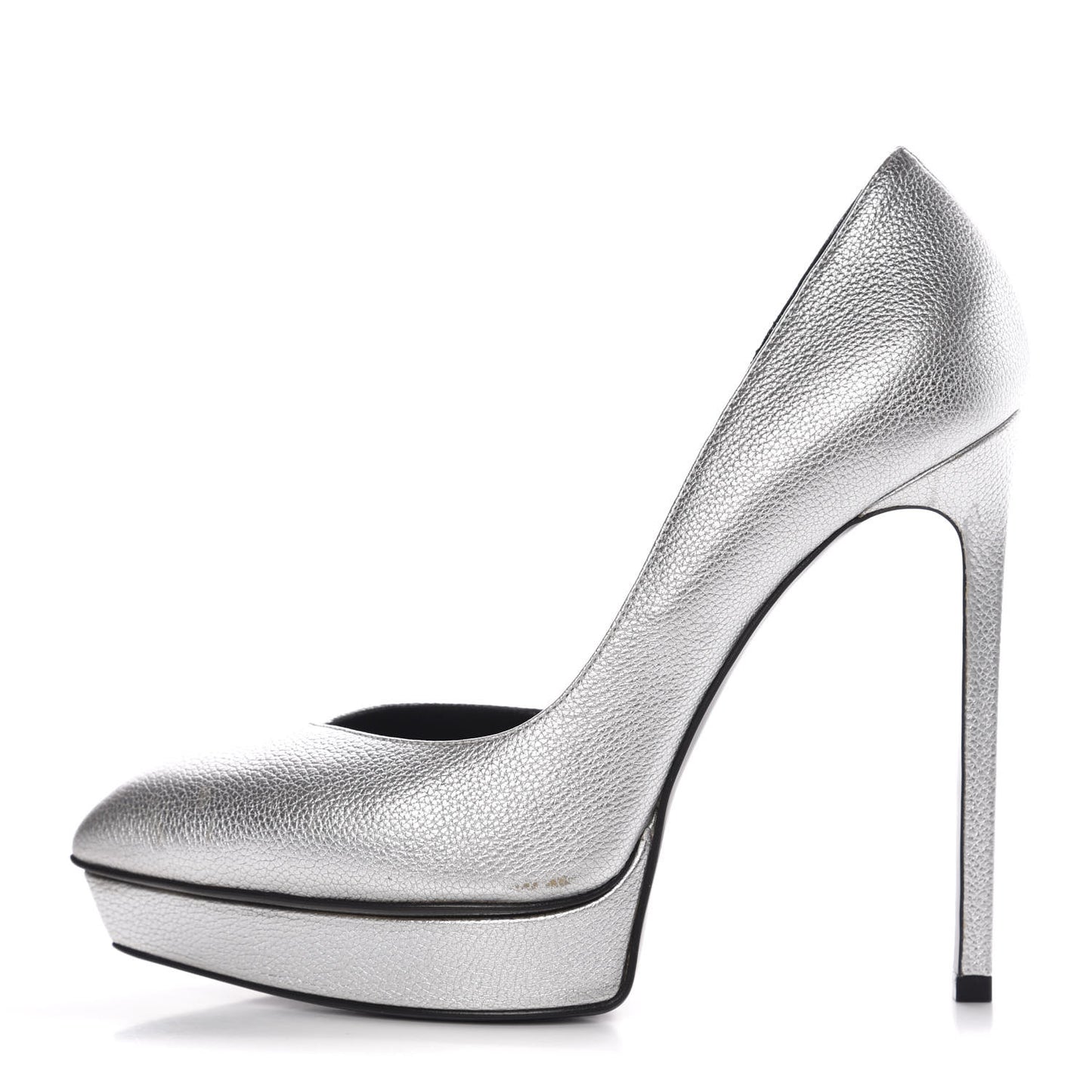 Metallic Grained Calfskin Janis 105 D'Orsay Pumps 38.5 Argento