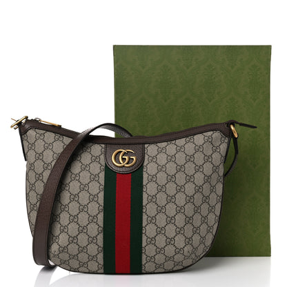 Gucci GG Supreme Monogram Web Small Ophidia Half Moon Hobo Brown 11 of 11