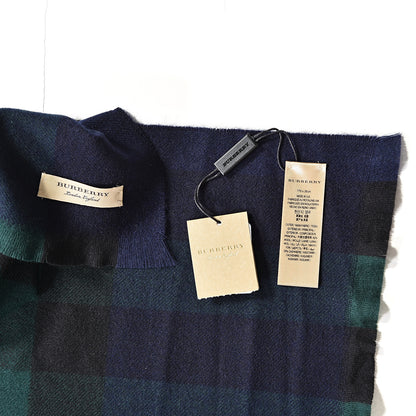 Burberry Wool Cashmere Giant Exploded Check Fringe Scarf Blue 3 of 3
