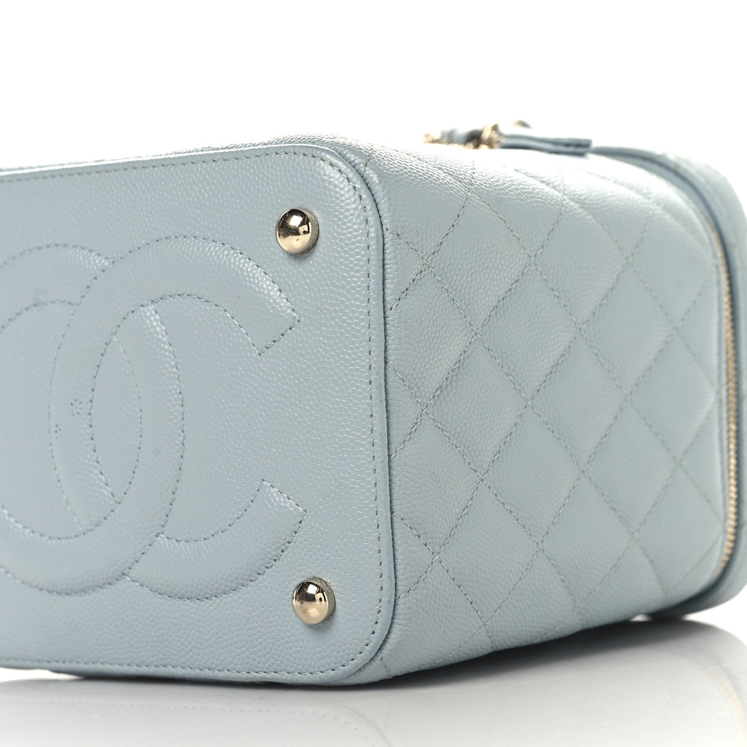 Chanel Caviar Quilted Small Top Handle Vanity Case With Chain Light Blue 11 of 12