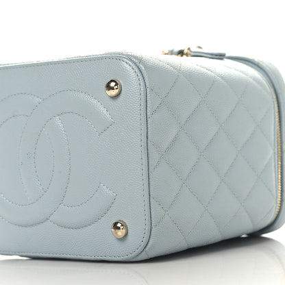 Chanel Caviar Quilted Small Top Handle Vanity Case With Chain Light Blue 11 of 12