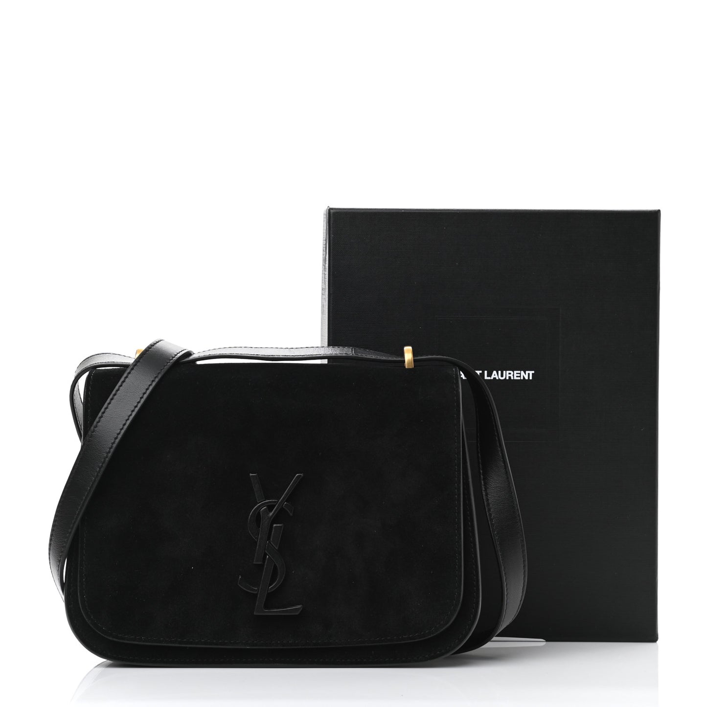 Suede Small Spontini Saddle Bag Black