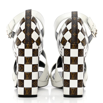 Louis Vuitton Calfskin Monogram Damier Tressage Matchmake Cross Sandals 37.5 White 5 of 16