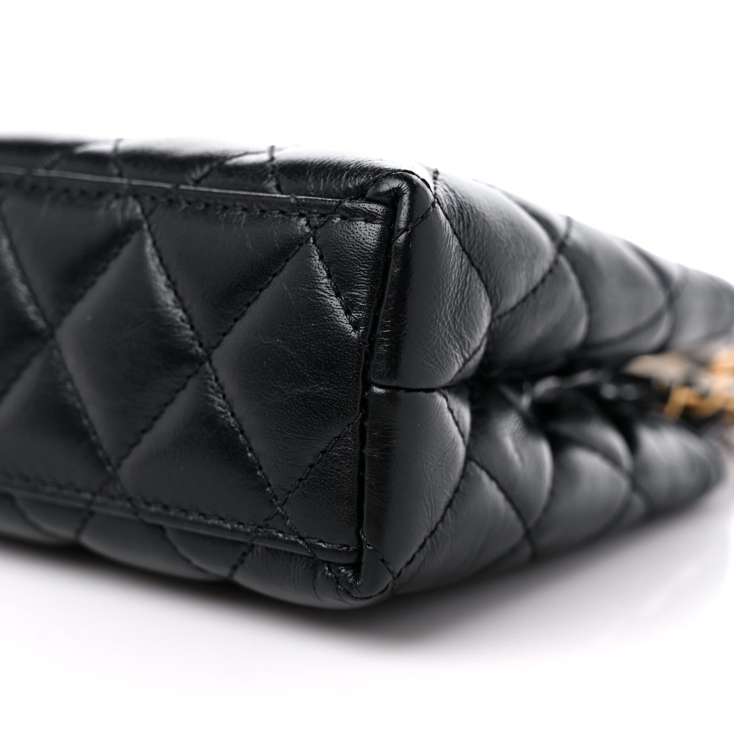 Chanel Shiny Aged Calfskin Quilted Nano Kelly Shopper Black 9 of 10