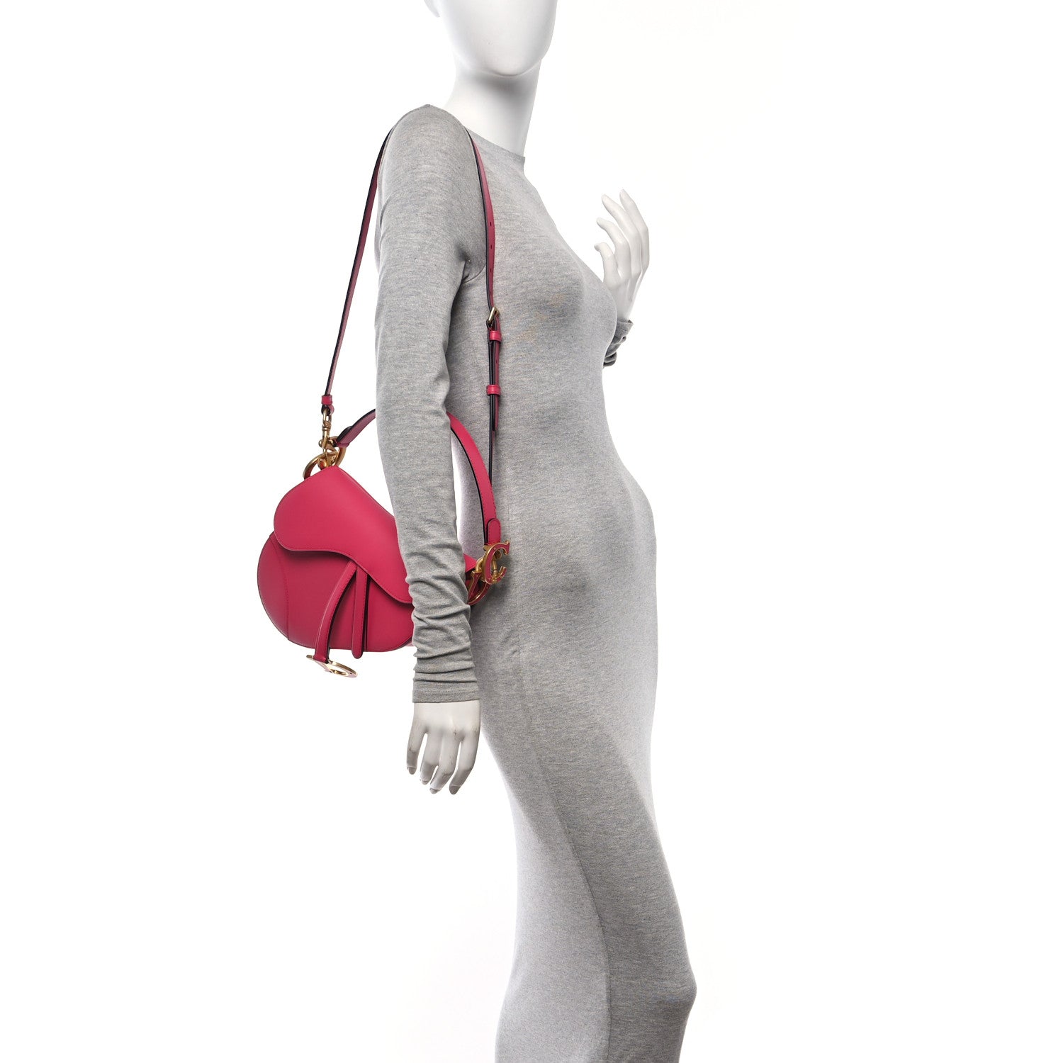 Christian Dior Smooth Calfskin Saddle Bag With Strap Fuchsia 2 of 10