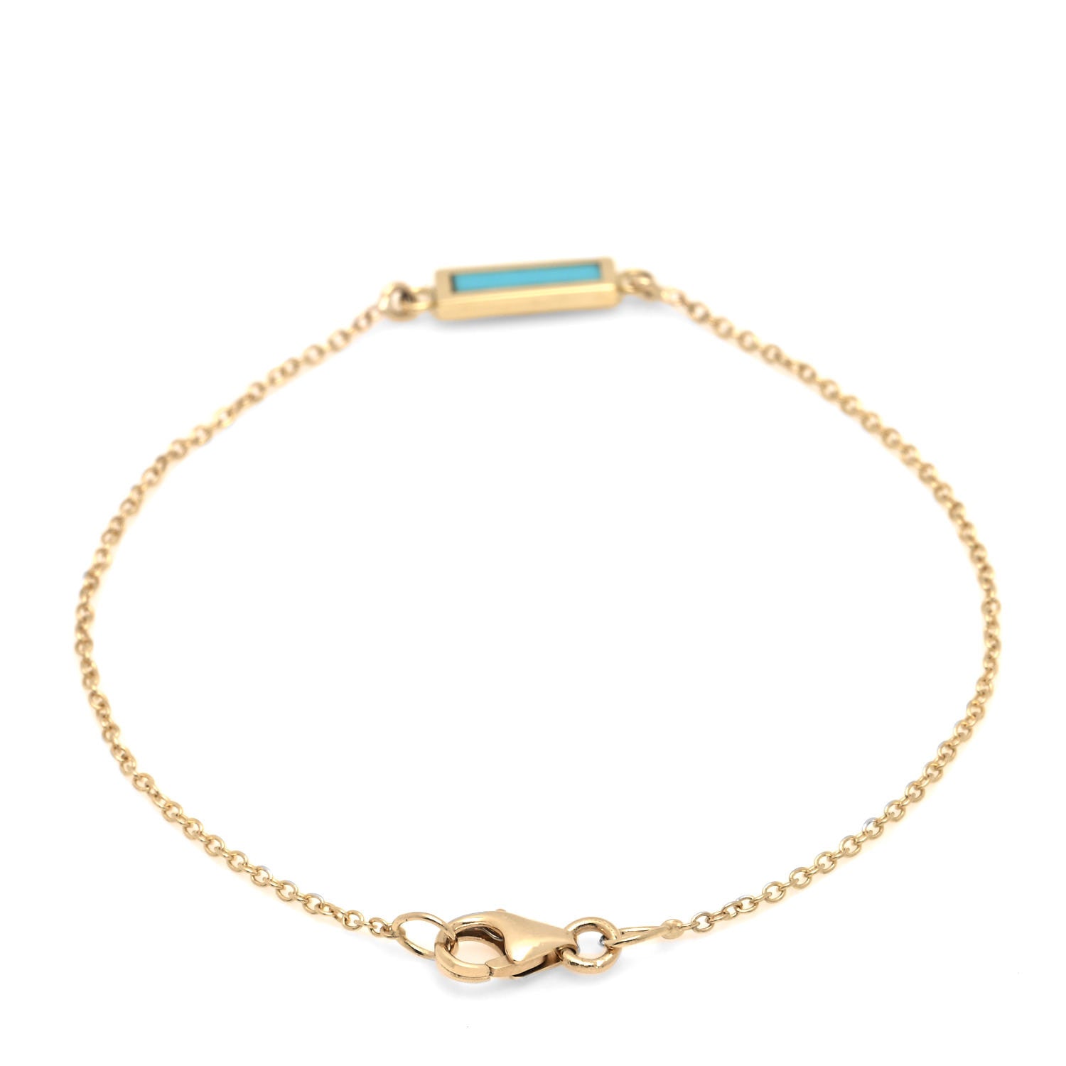 Jennifer Meyer 18K Yellow Gold Turquoise Inlay Bar Bracelet 3 of 4