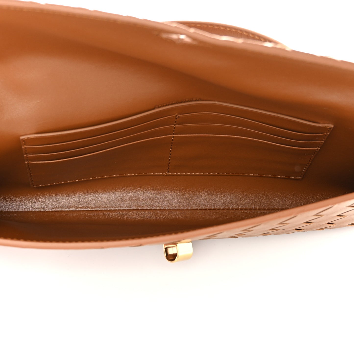 Nappa Intrecciato Long Andiamo Top Handle Clutch Cognac