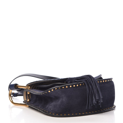Chloe Suede Calfskin Braided Small Hudson Shoulder Bag Full Blue 4 of 12