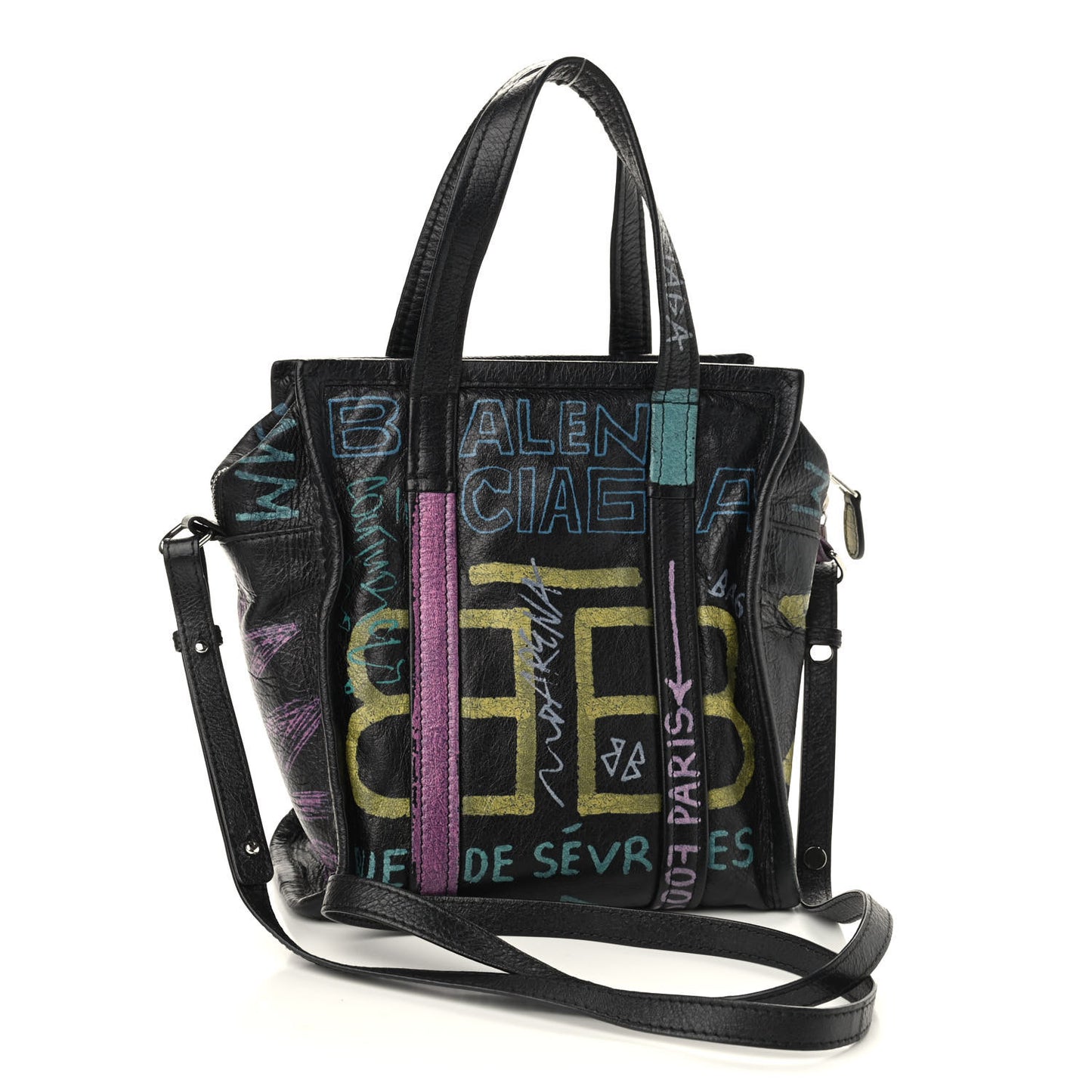 Agneau Arena Graffiti All Over XS Bazar Shopper Tote Black Multicolor