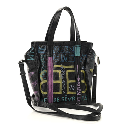 Balenciaga Agneau Arena Graffiti All Over XS Bazar Shopper Tote Black Multicolor 3 of 9