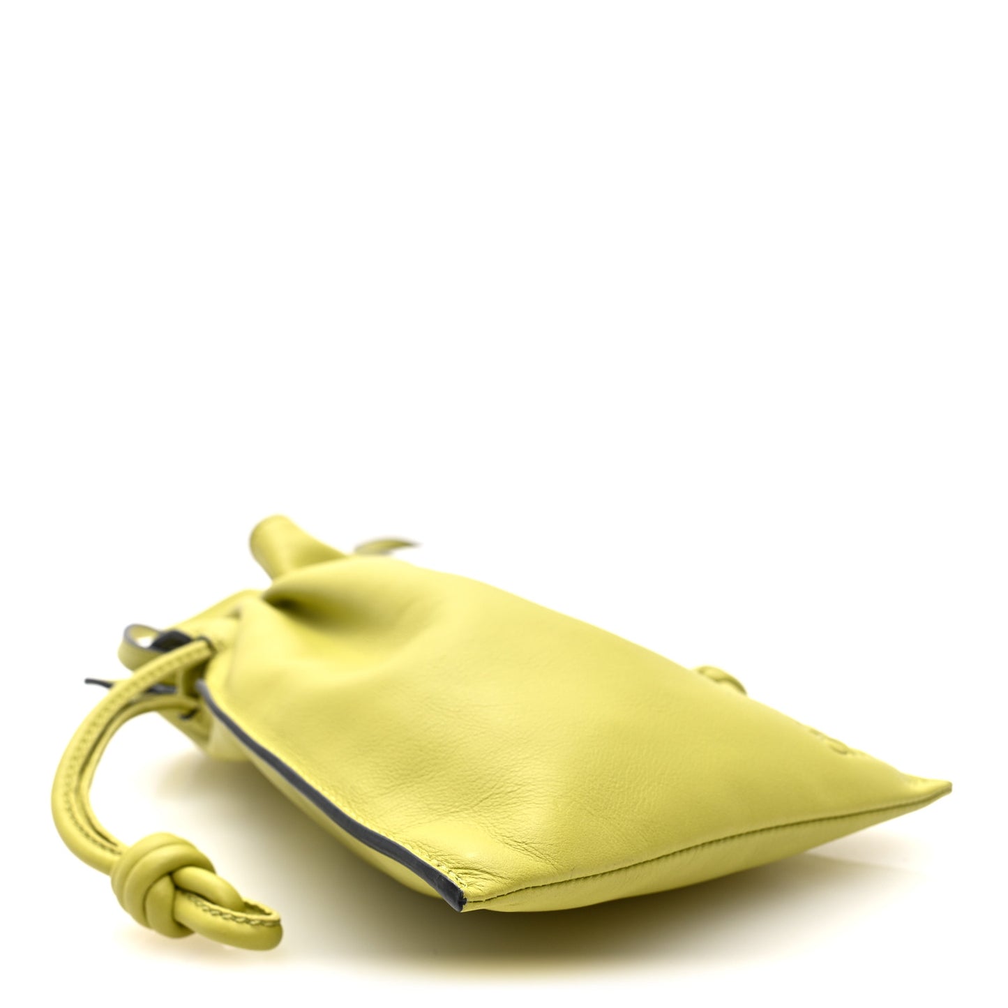 Calfskin Mini Drawstring Flamenco Knot Crossbody Pocket Bag Lime Green