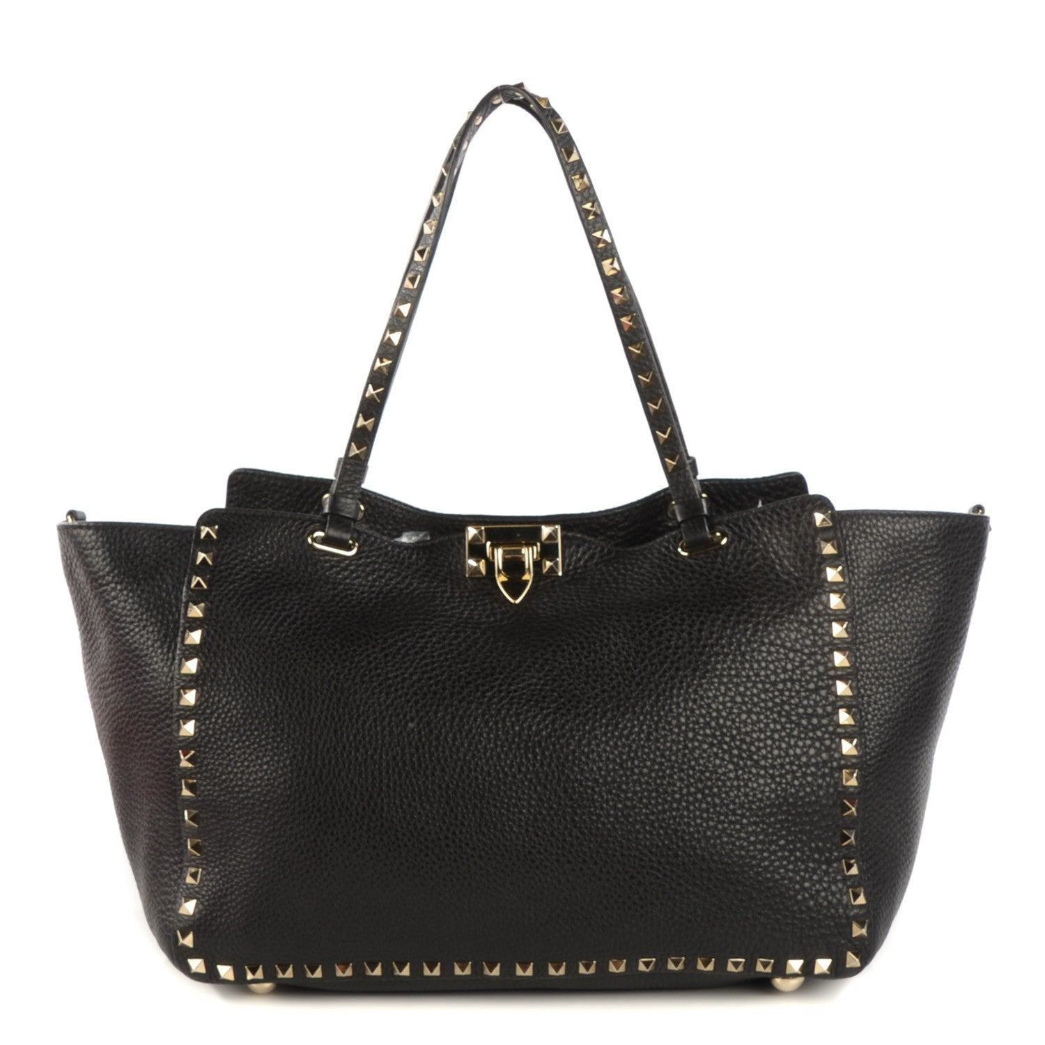 Valentino Garavani Alce Printed Calfskin Medium Rockstud Tote Black 1 of 10