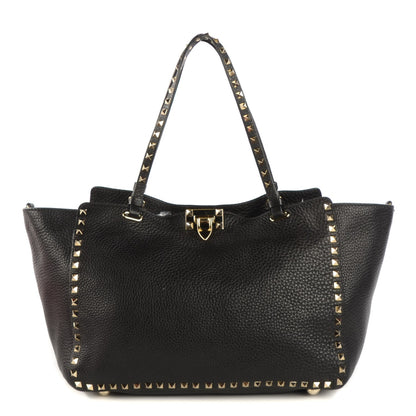 Valentino Garavani Alce Printed Calfskin Medium Rockstud Tote Black 1 of 10