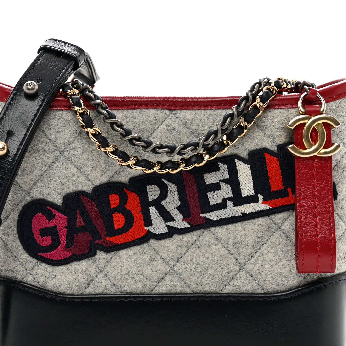 Wool Calfskin Quilted Small Gabrielle Hobo Navy