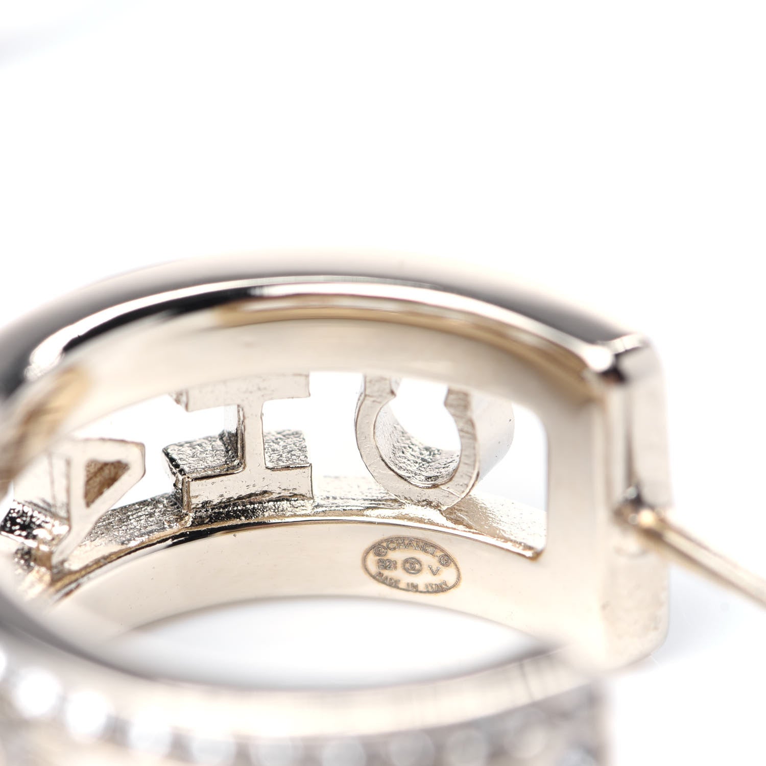 Chanel Metal Crystal Bow-tiful CC Hoop Earrings Gold 5 of 6