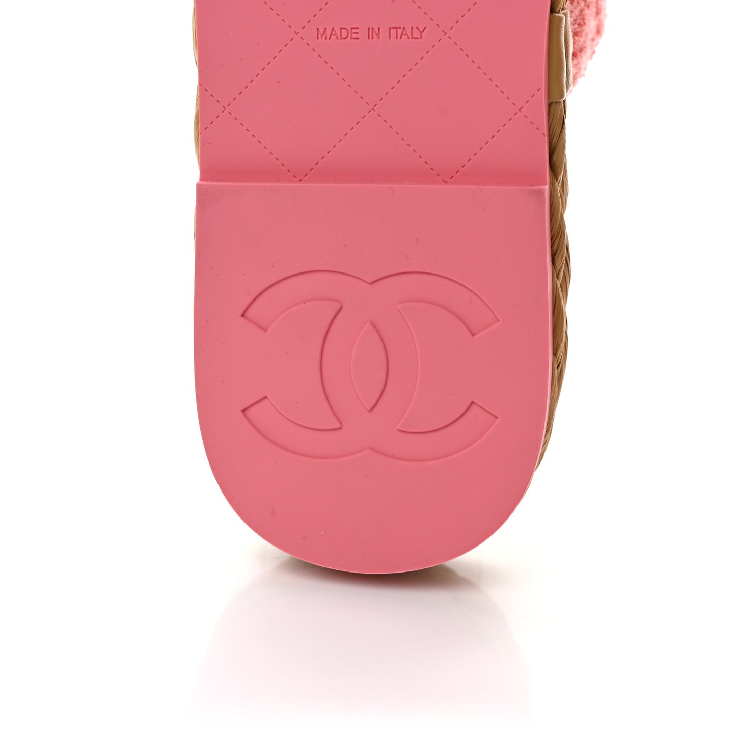 Terry Cloth Raffia CC Logo Thong Sandals 38 Pink