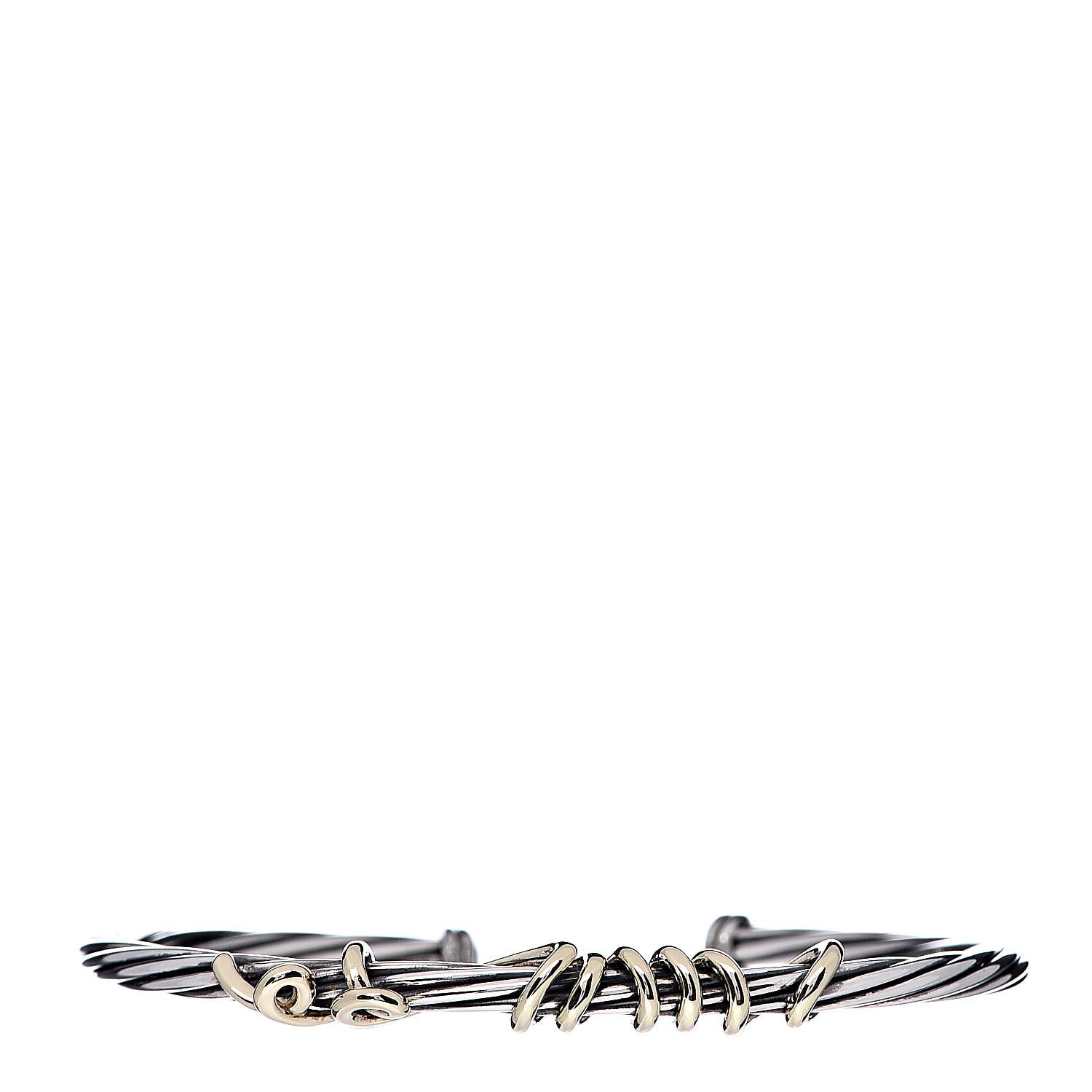 David Yurman Sterling Silver 14K Yellow Gold DY Whispers Te Amo Bracelet 1 of 5