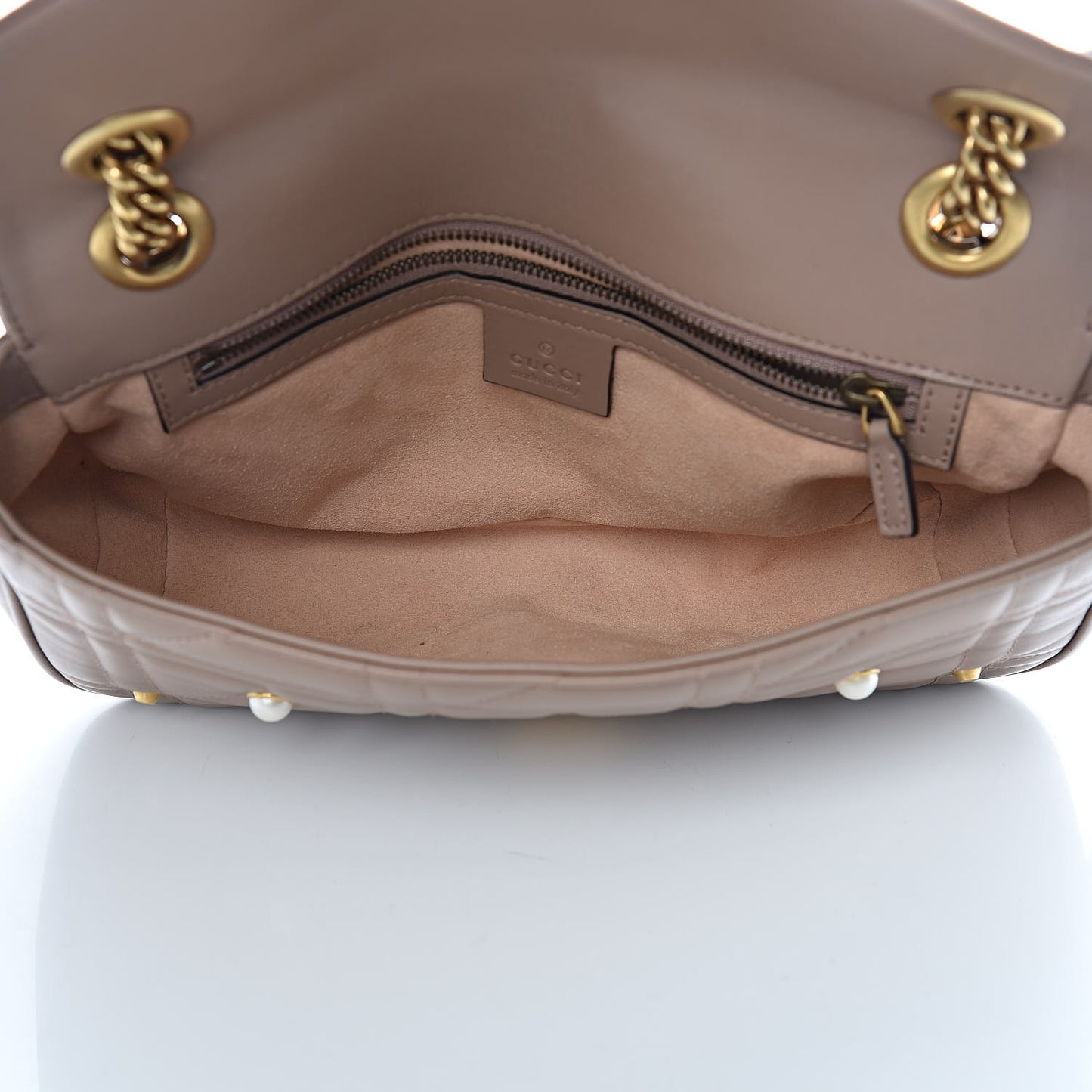 Calfskin Matelasse Studded Mini Pearly GG Marmont Shoulder Bag Porcelain Rose