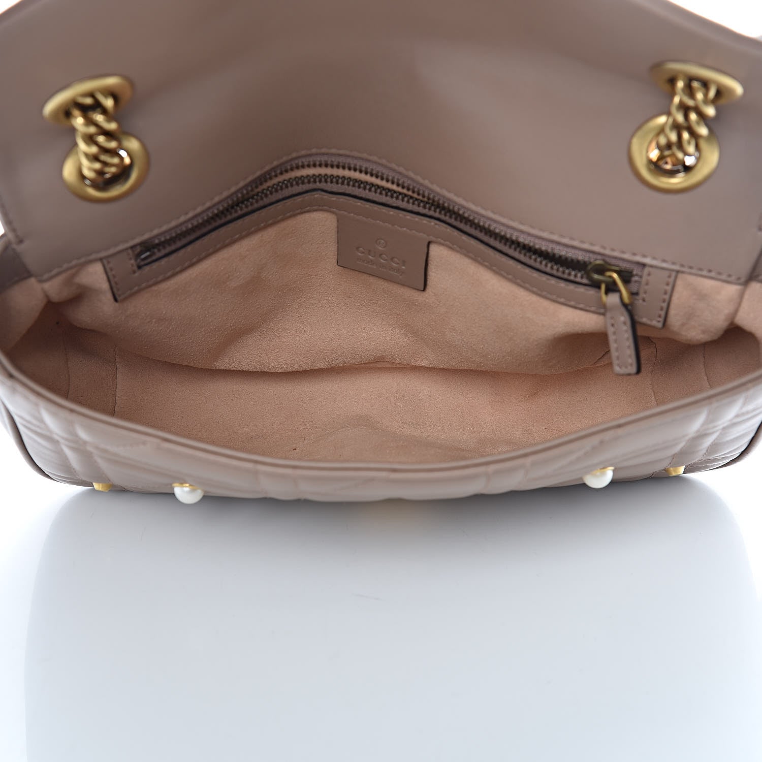 Gucci Calfskin Matelasse Studded Mini Pearly GG Marmont Shoulder Bag Porcelain Rose 5 of 10