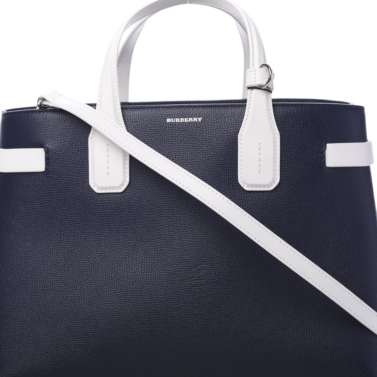 Derby Calfskin House Check Medium Bi-Color Banner Tote Regency Blue White