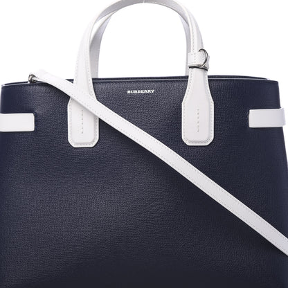 Burberry Derby Calfskin House Check Medium Bi-Color Banner Tote Regency Blue White 10 of 10