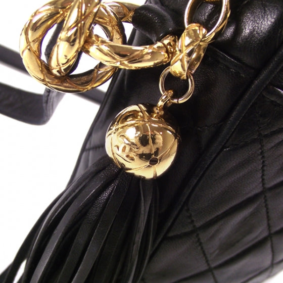 Chanel Vintage Leather Tassel Shoulder Bag Black 7 of 12