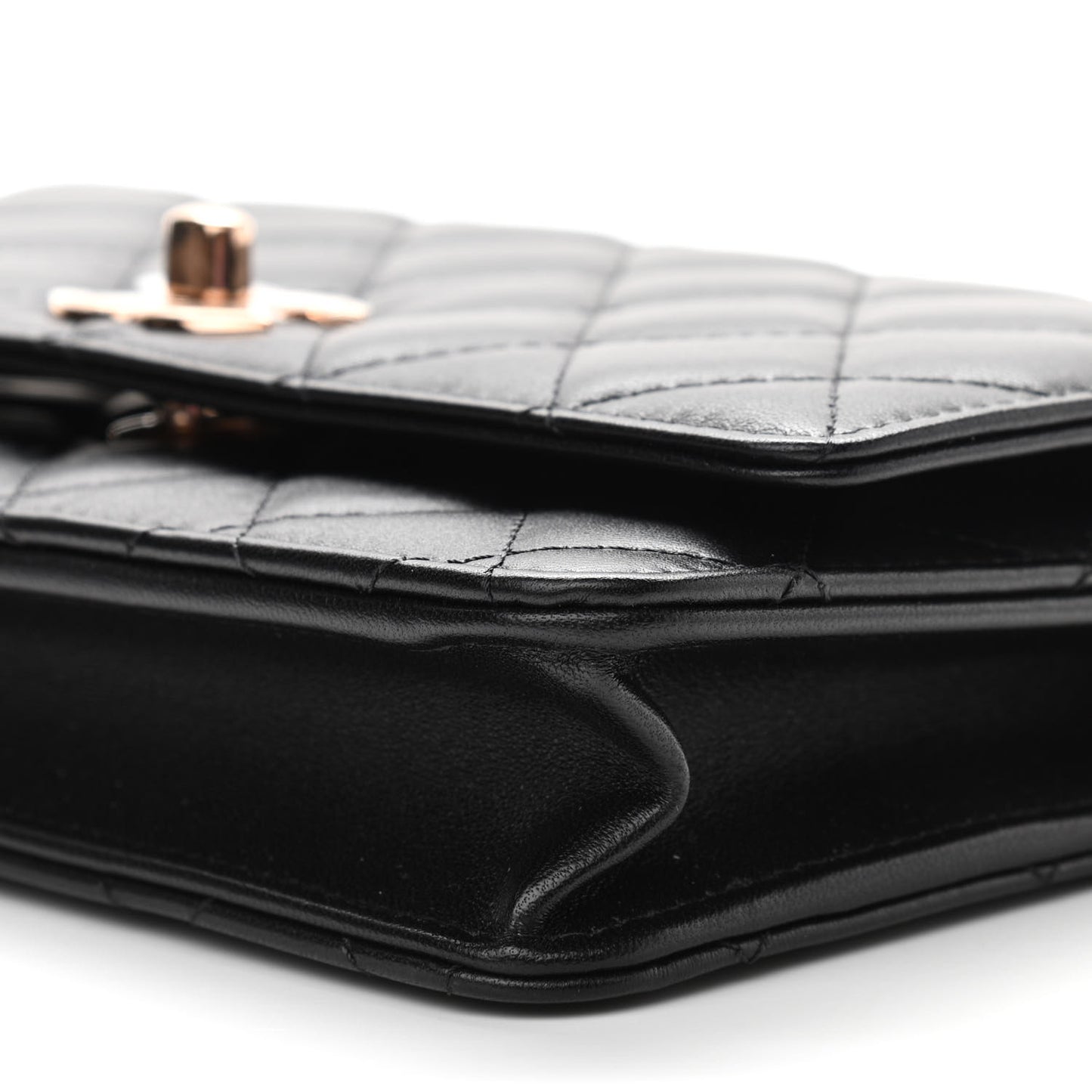 Lambskin Quilted Trendy CC Wallet On Chain WOC Black