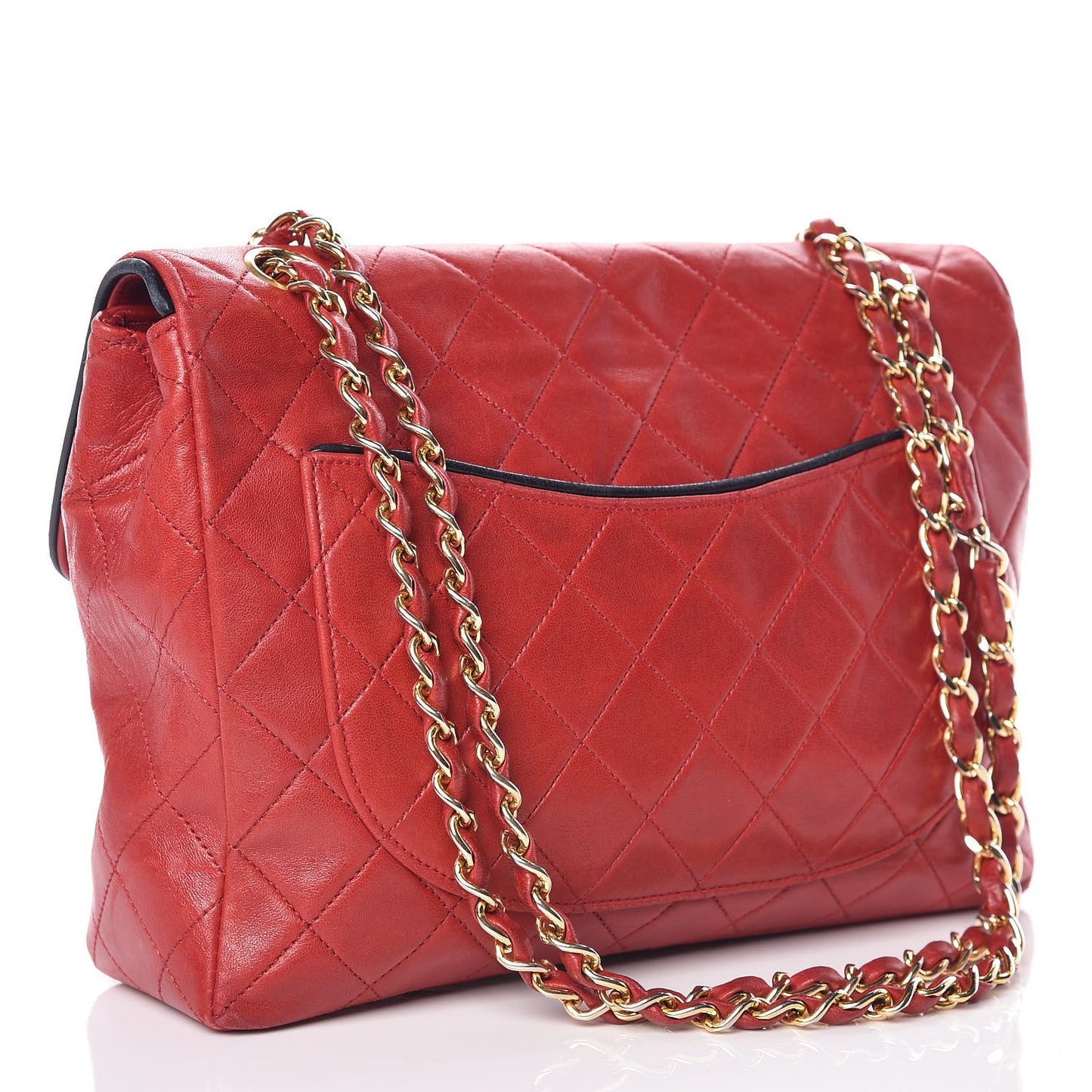 Lambskin Quilted Bi-Color Small Single Flap Red Black