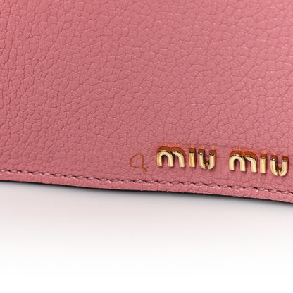 Miu Miu Goatskin Madras Soft Calfskin Crystal Pearl Embellished Shoulder Bag Rosa 10 of 10