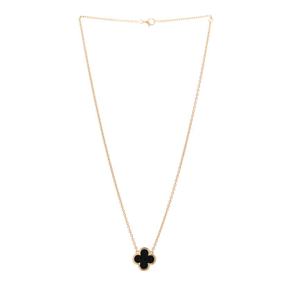 Van Cleef & Arpels 18K Yellow Gold Black Onyx Pure Alhambra Pendant Necklace 3 of 4