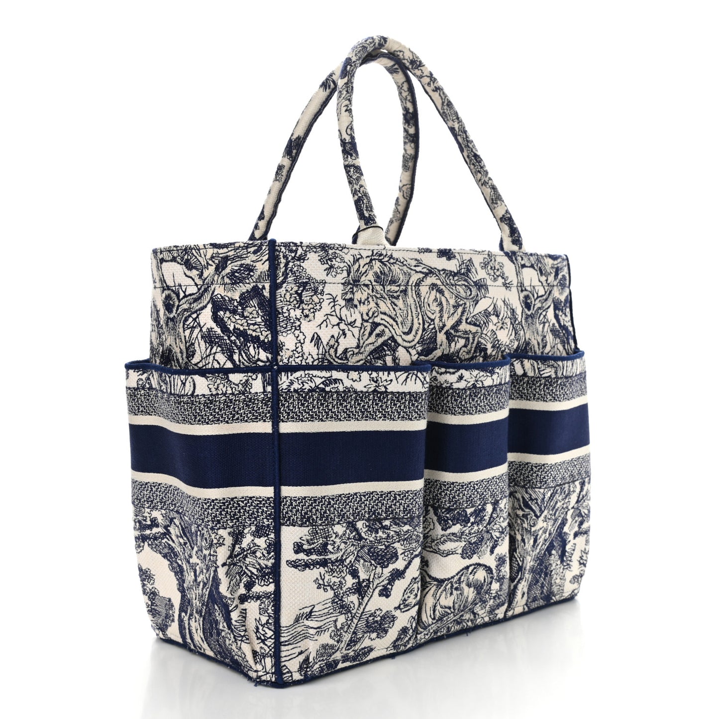Canvas Embroidered Toile De Jouy Catherine Tote Blue