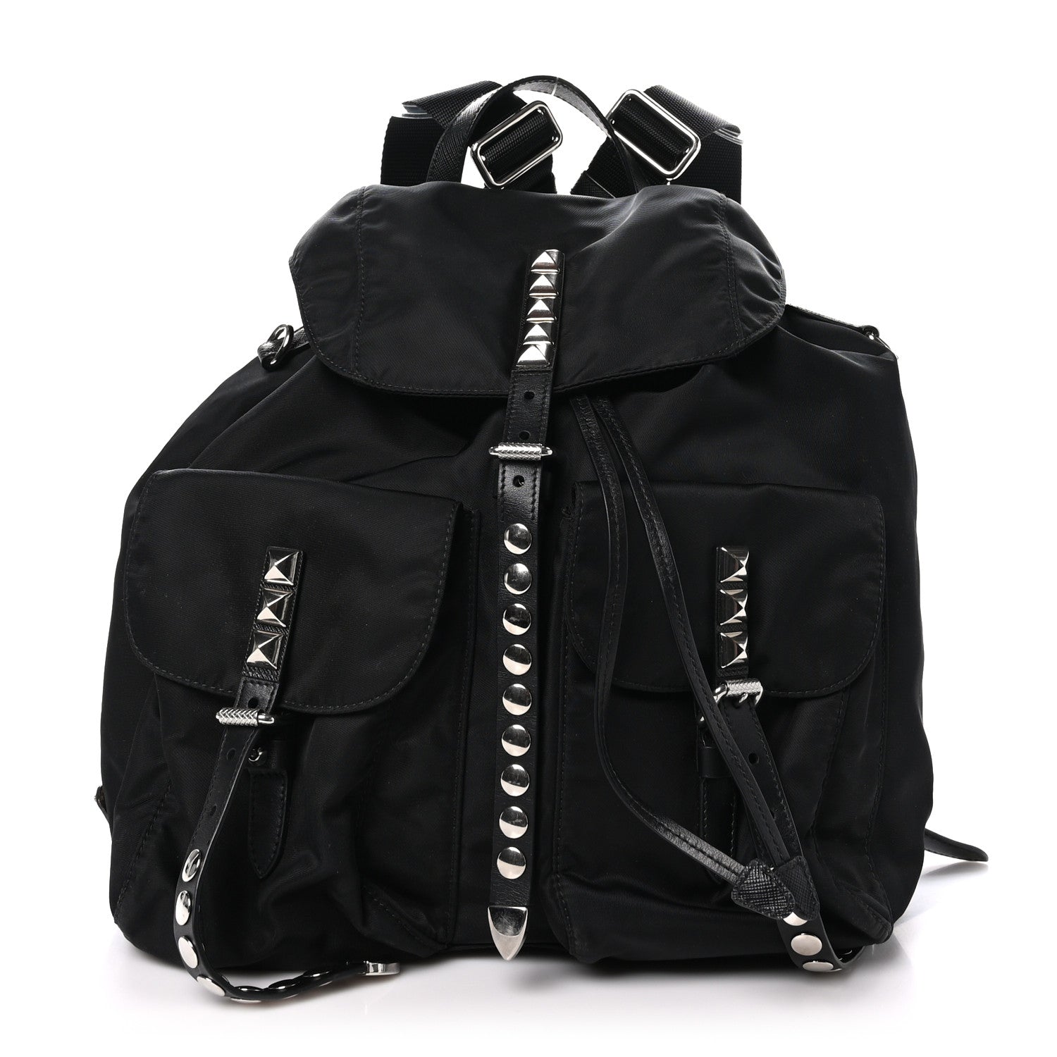 Prada Nylon New Vela Studded Backpack Black 1 of 9