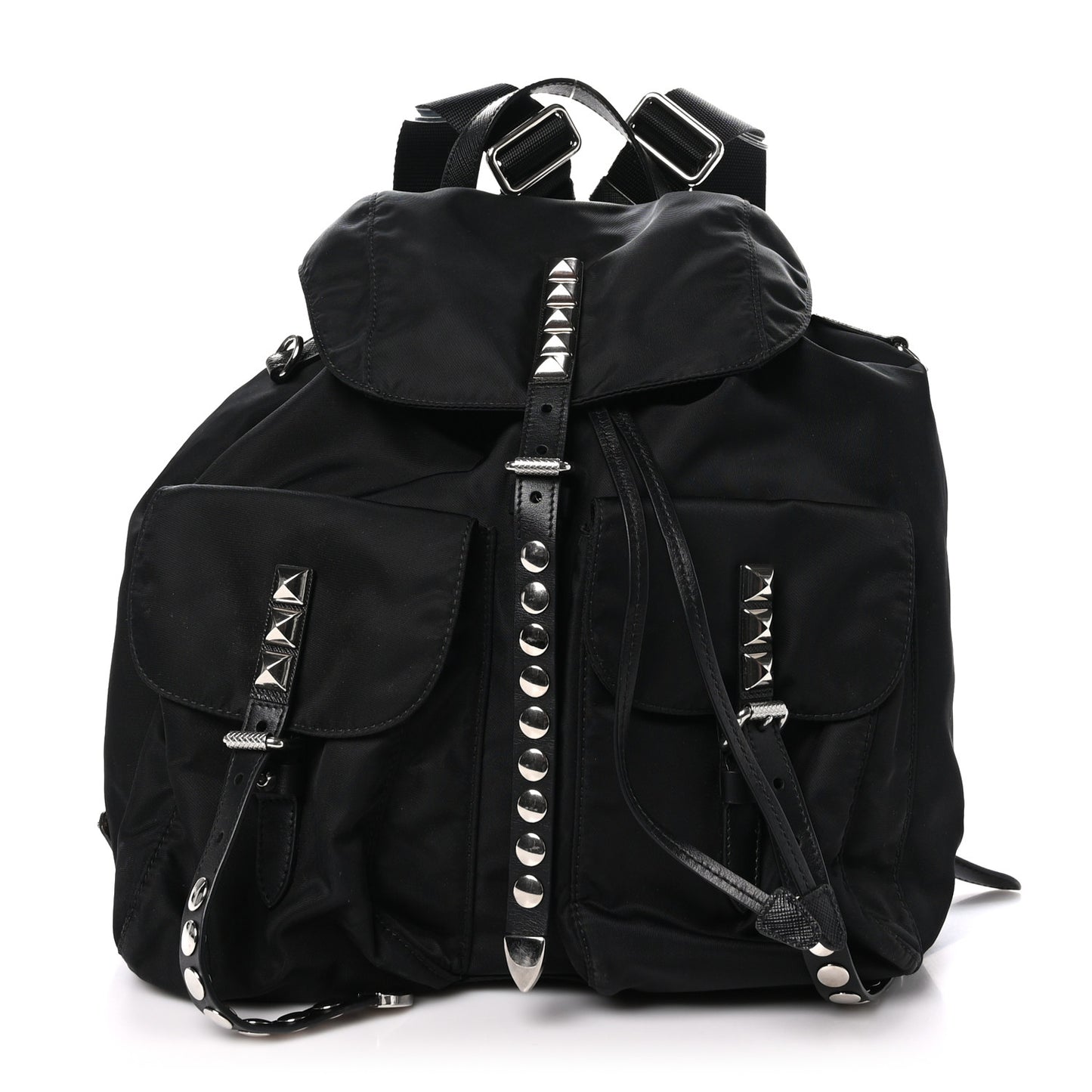 Nylon New Vela Studded Backpack Black