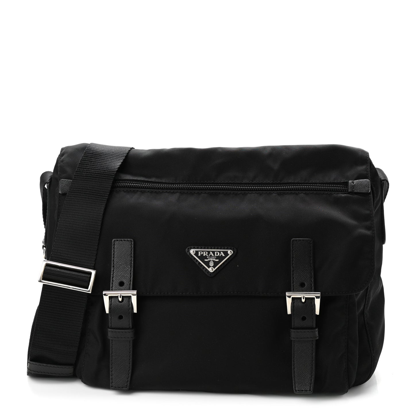 Tessuto Nylon Saffiano Vela Messenger Bag Black