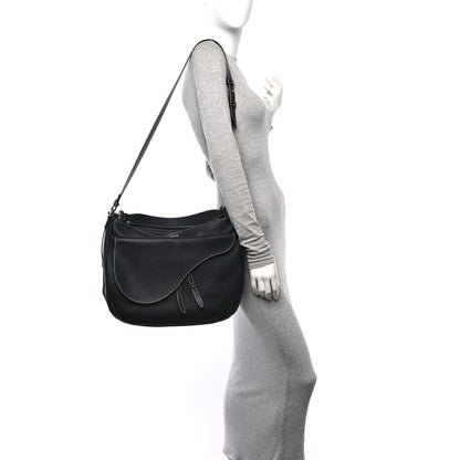 Christian Dior Grained Calfskin Saddle Soft Bag Black 2 of 9