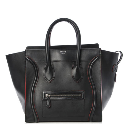 Celine Smooth Calfskin Mini Luggage Black Pink Trim 1 of 17