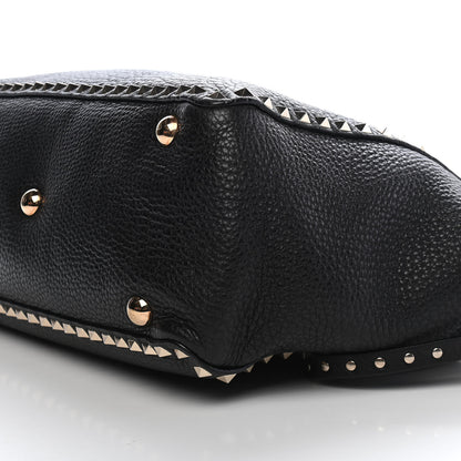 Valentino Garavani Pebbled Calfskin Medium Rockstud Tote Black 9 of 11