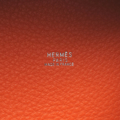 Hermes Taurillon Clemence Picotin PM Orange and Ebene 6 of 8
