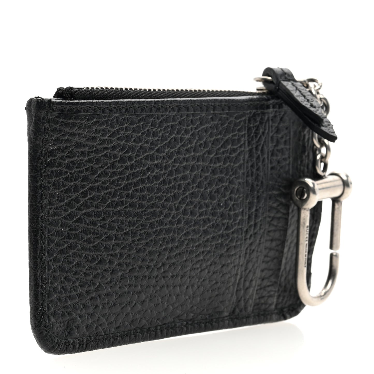 Dollar Calfskin Enamel Monochrome GG Marmont Key Case Card Holder Black