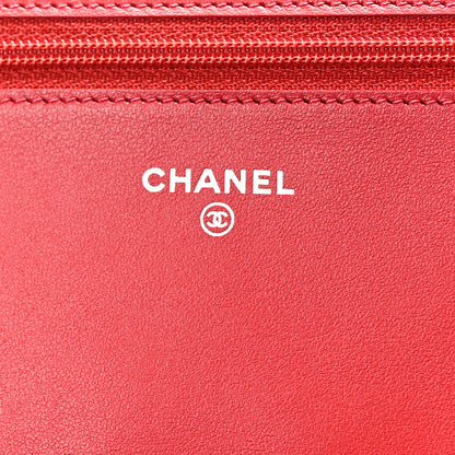 Chanel Caviar Quilted Boy Wallet On Chain WOC Red 6 of 10