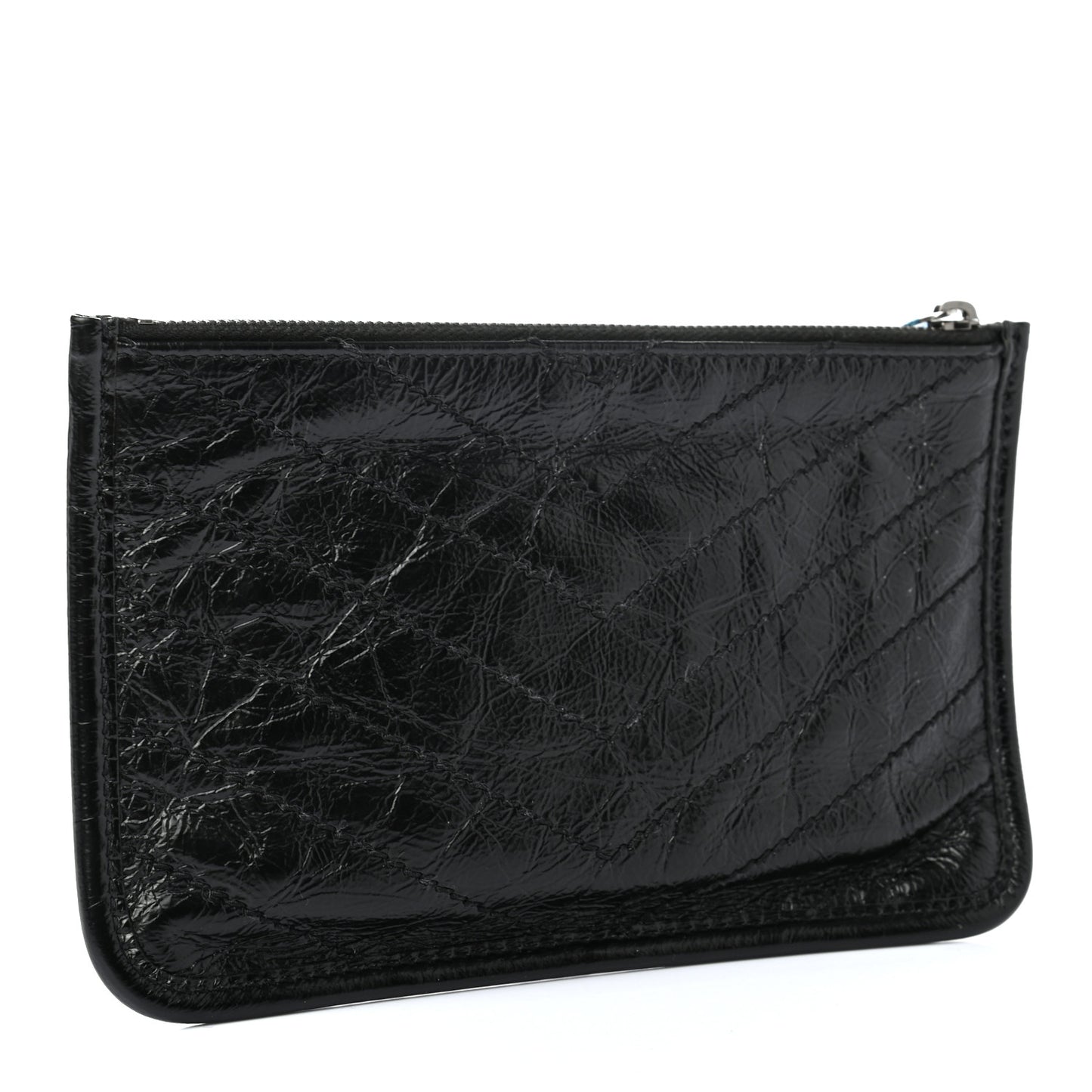Crinkled Calfskin Matelasse Monogram Niki Bill Pouch Black