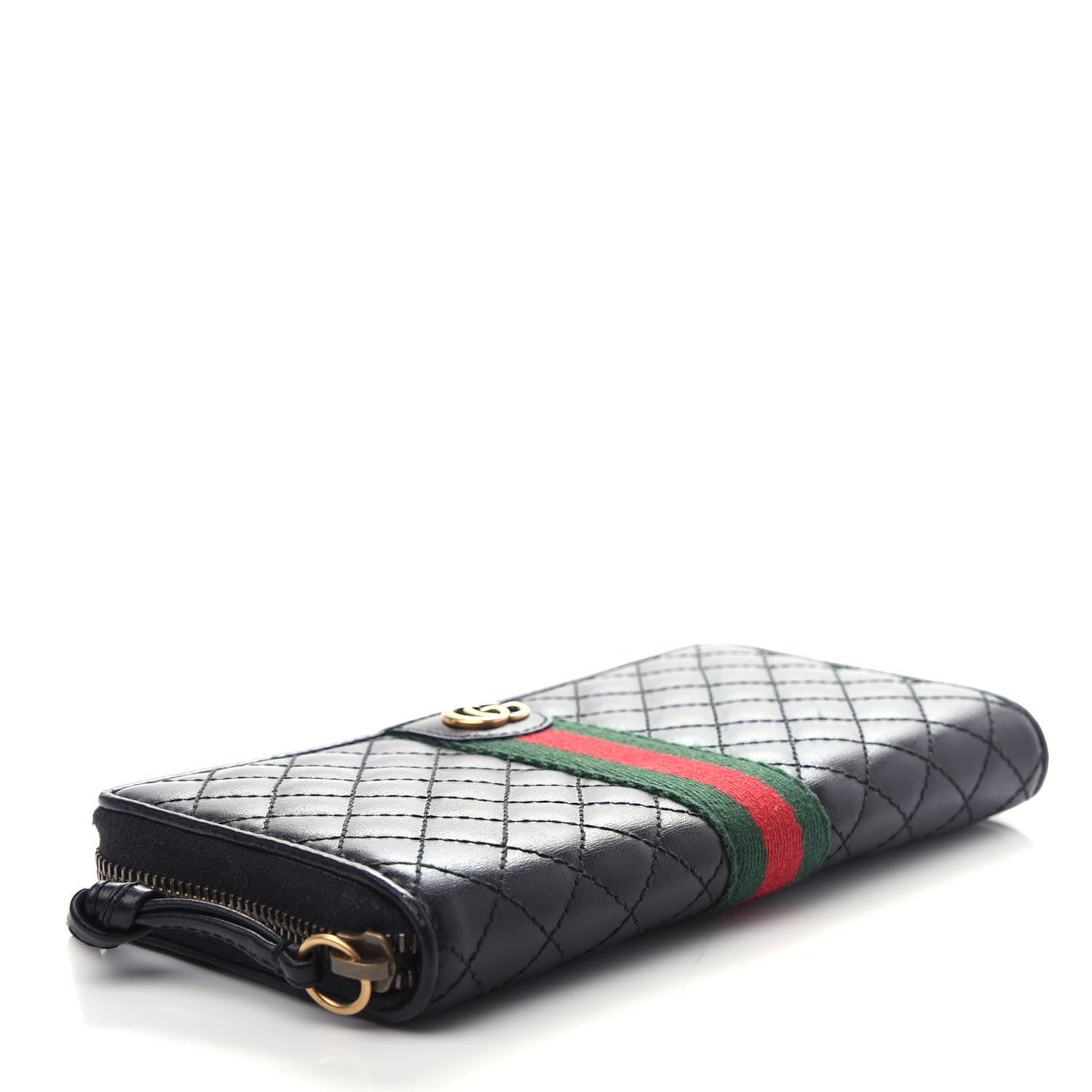 Gucci Calfskin Web Trapuntata GG Zip Around Wallet Black 4 of 7
