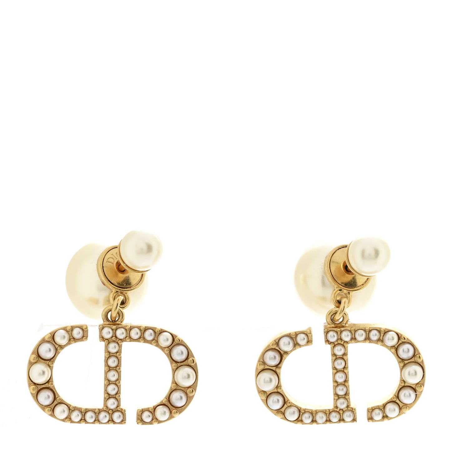 Pearl Tribal CD Drop Earrings Gold