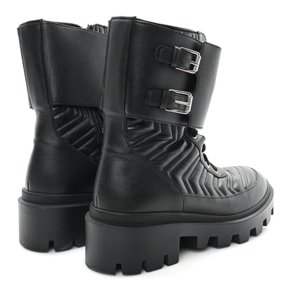 Gucci Nappa Frances GG Matelasse Platform Combat Boots 37 Black 5 of 9