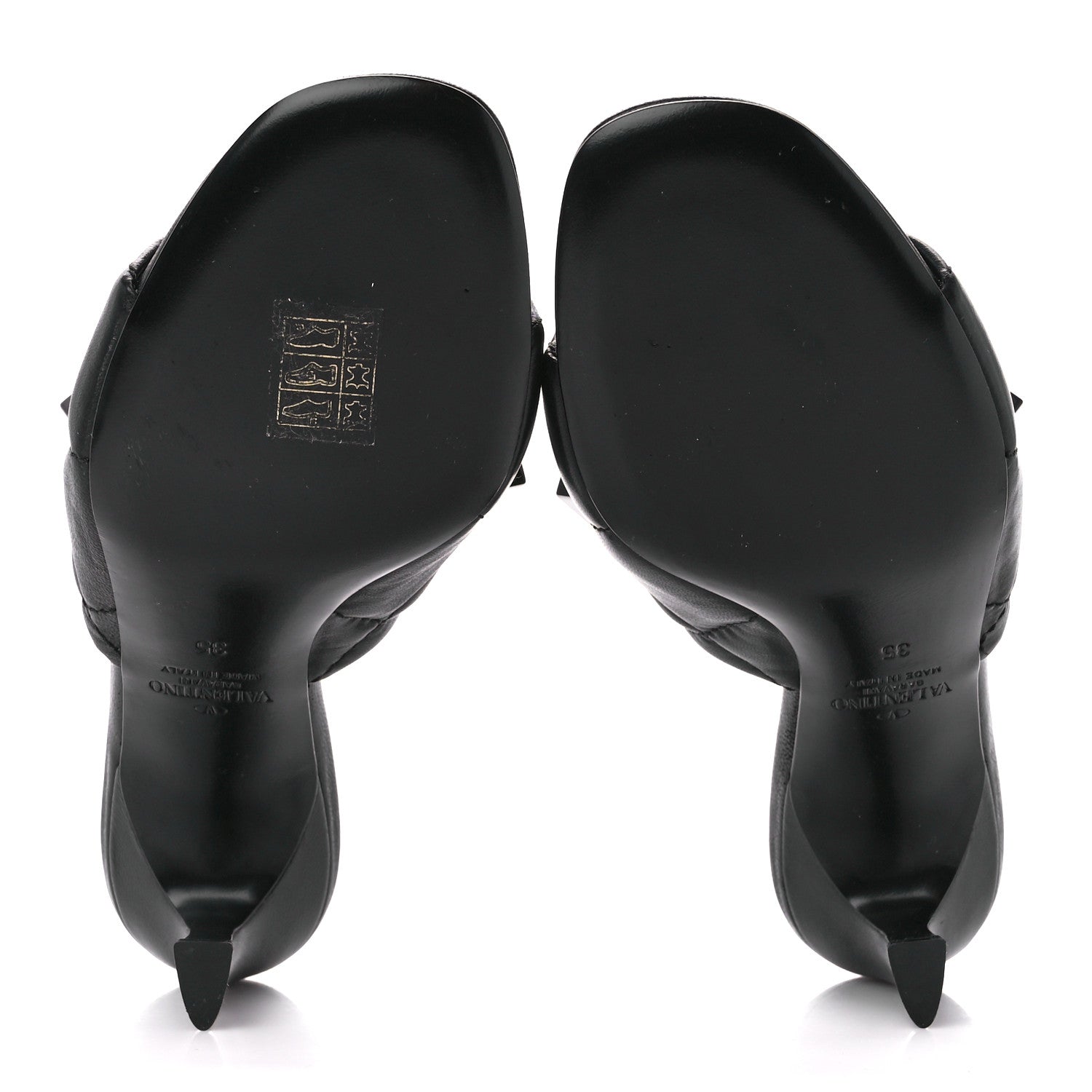 Valentino Garavani Nappa Quilted Monochrome Roman Stud 65mm Slide Sandals 35 Black 5 of 9