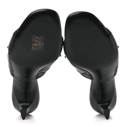 Valentino Garavani Nappa Quilted Monochrome Roman Stud 65mm Slide Sandals 35 Black 5 of 9
