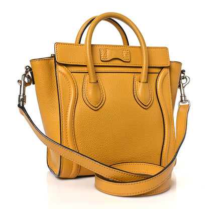 Celine Drummed Calfskin Nano Luggage Ocre 3 of 16