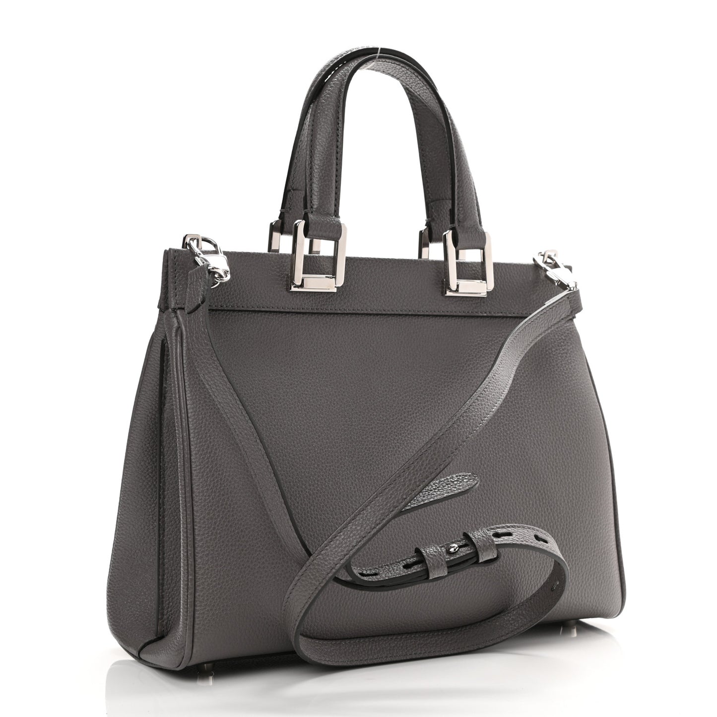 Grainy Calfskin Small Zumi Top Handle Bag Dusty Grey